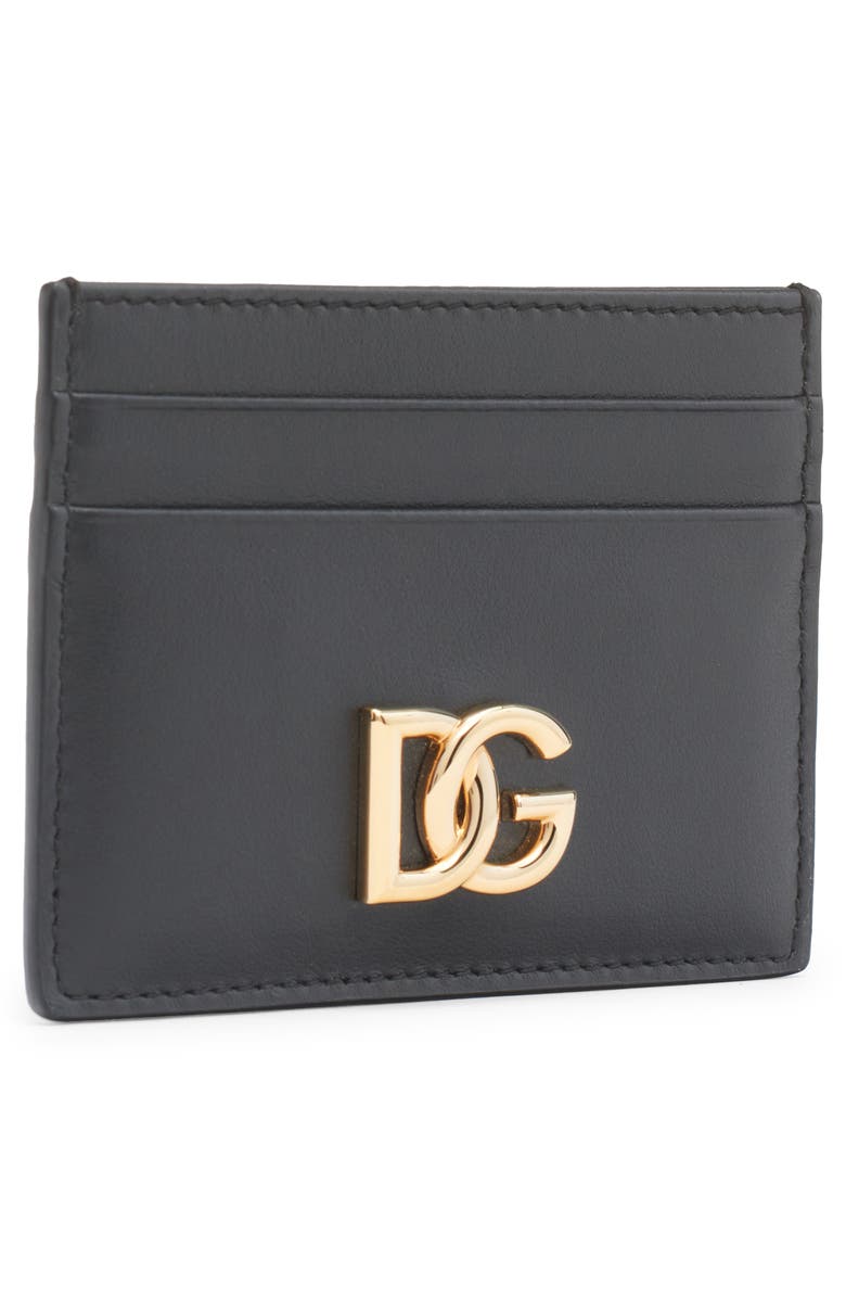 Dolce&Gabbana DG Logo Leather Card Case, Alternate, color, 80999 Black