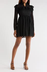 Rebecca Taylor Chevron Lace Long Sleeve Dress