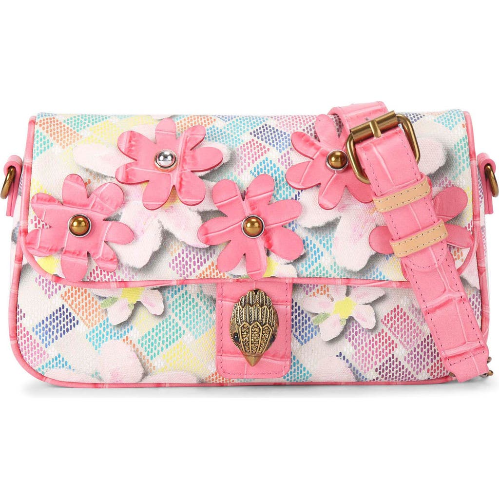 KURT GEIGER KURT GEIGER LONDON CAMDEN FLAP FLORAL COATED CANVAS SHOULDER BAG