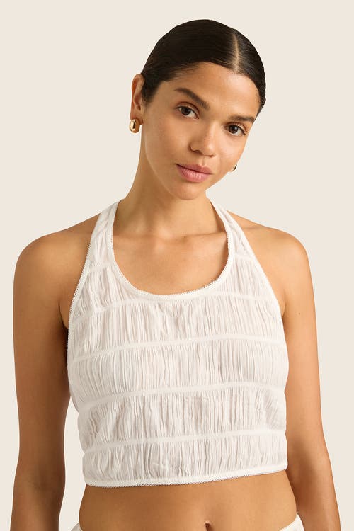 Hope And May Bebi Cotton Halter Neck Top In Chalk