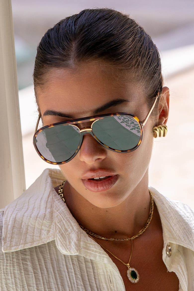 Shay Aviator Sunglasses, Alternate, color, Tortoise / Solid Gray