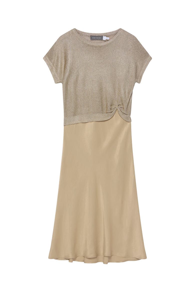 Woven Mix Metallic Dress, Alternate, color, Gold