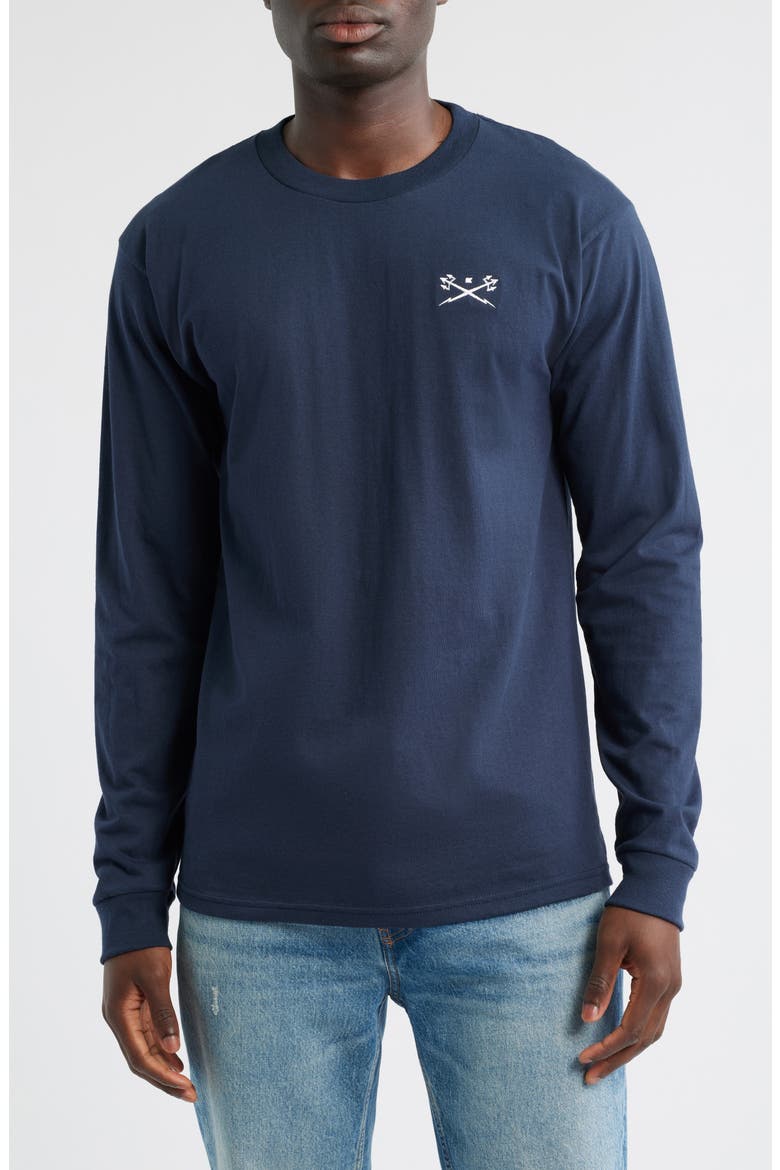 Go-To Embroidered Long Sleeve T-Shirt, Main, color, NAVY