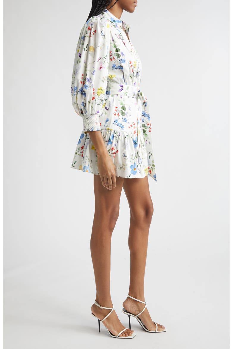 Cora Floral Print Mini Shirtdress, Alternate, color, TWISTING VINES OFF WHITE