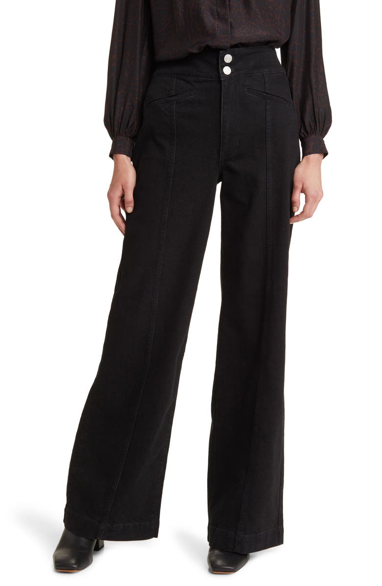 FRAME Tailored High Waist Wide Leg Jeans Film Noir), Main, color, 
