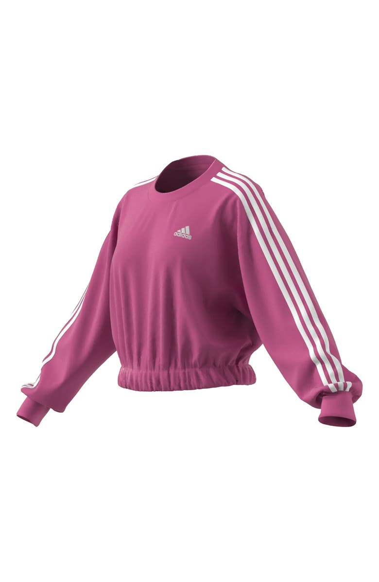 adidas Essential 3-Stripes French Terry Cropped Pullover, Alternate, color,