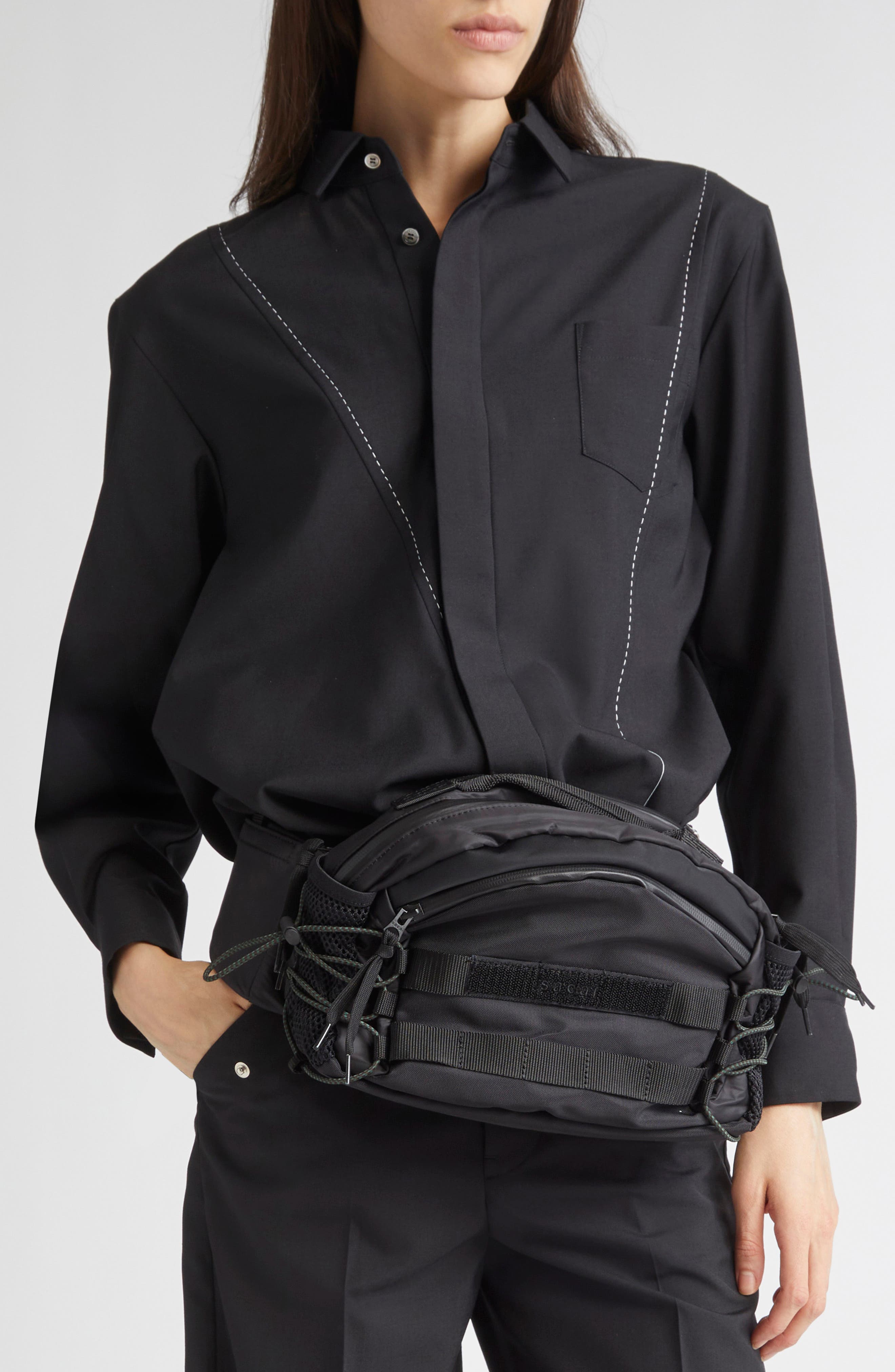 Sacai Hike Tech Canvas Belt Bag, Alternate, color, Black