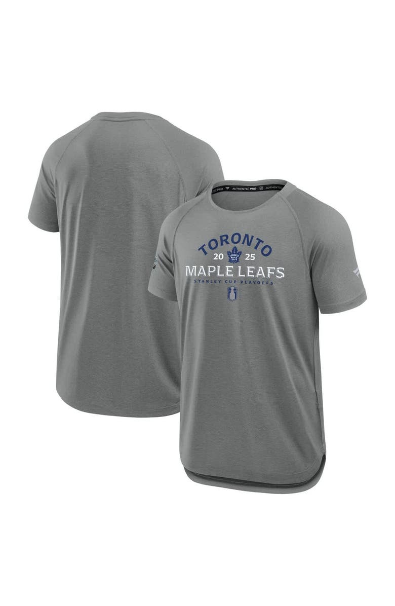 FANATICS Men's Fanatics Heather Gray Toronto Maple Leafs 2025 Stanley Cup Playoffs Authentic Pro Rink Performance T-Shirt, Alternate, color, 