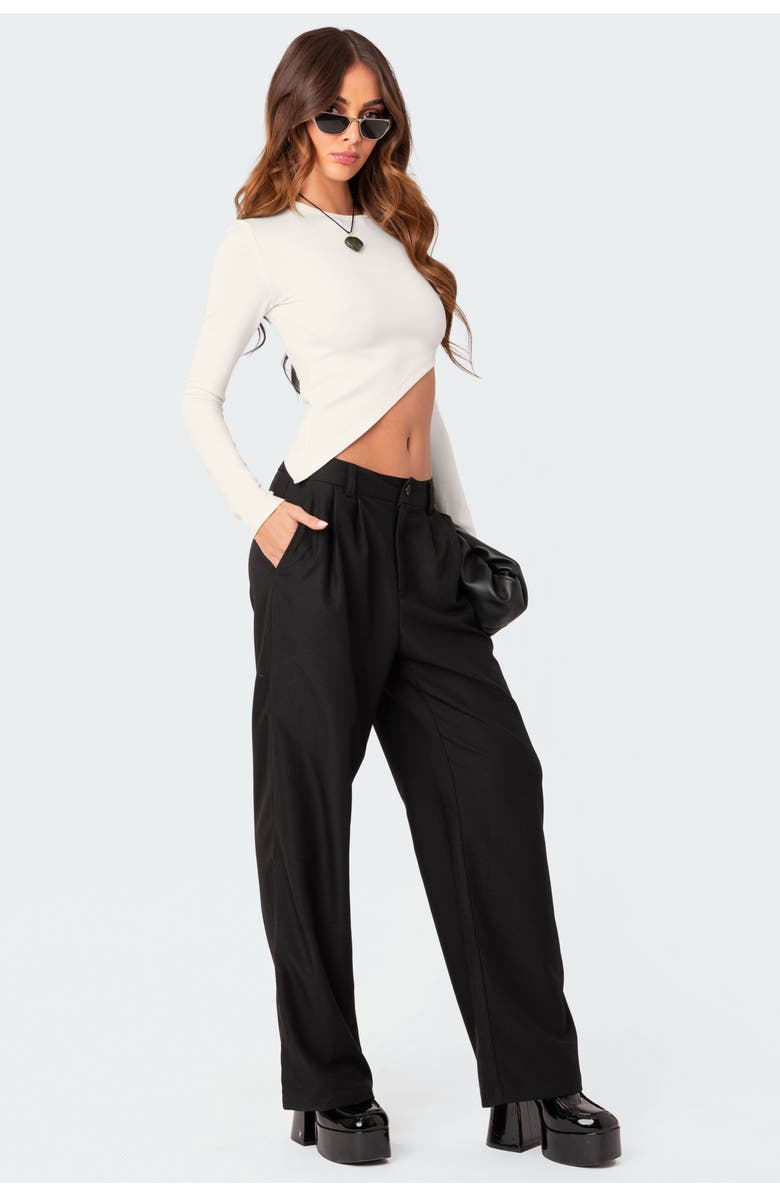 EDIKTED Riza Asymmetric Crop Top, Alternate, color, Cream