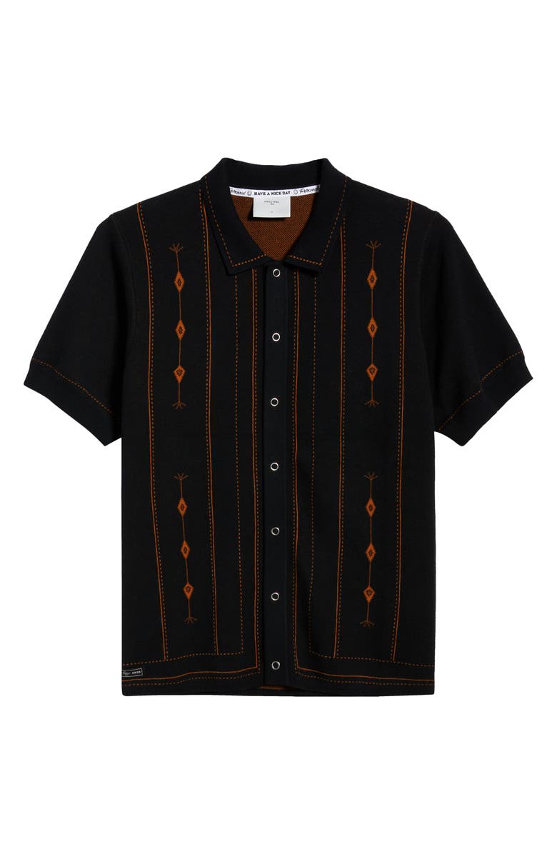 Percival Folio Short Sleeve Cotton Knit Snap-Front Shirt, Alternate, color, Dark Navy