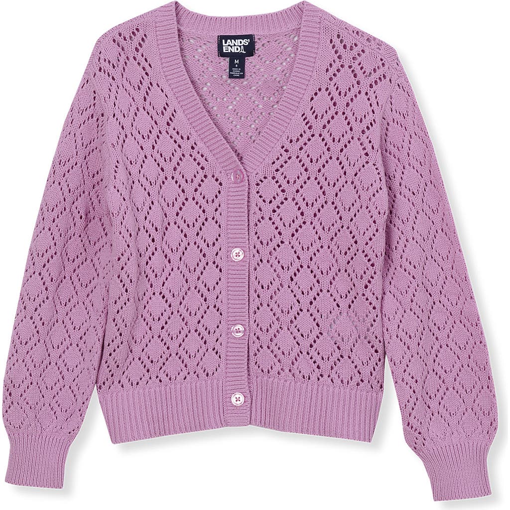LANDS' END LANDS' END GIRLS BUTTON FRONT CABLE CARDIGAN