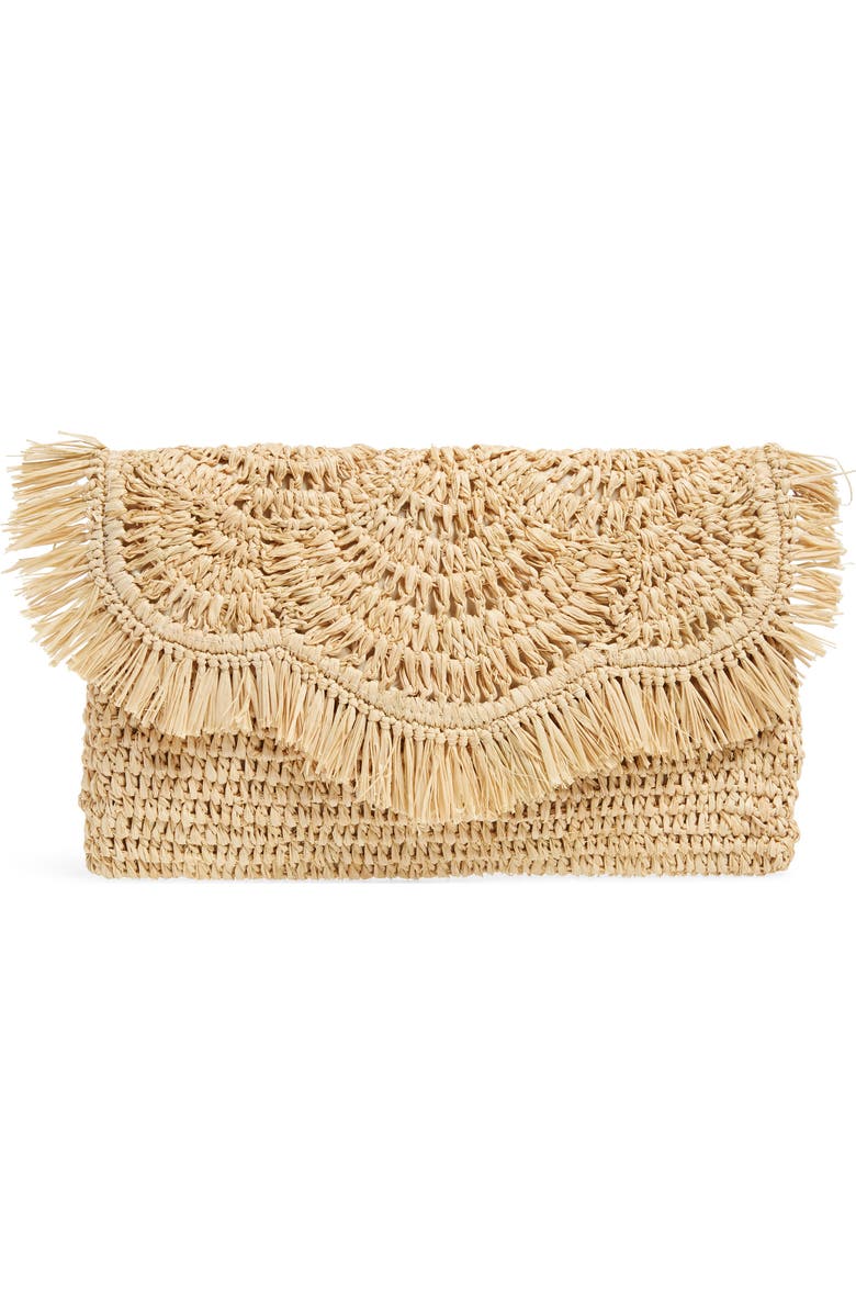 Nordstrom Woven Raffia Clutch, Main, color,