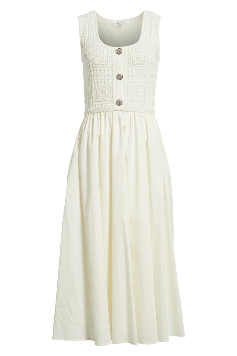 Mixed Media Pointelle Stitch Dress, Alternate, color, IVORY