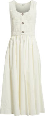 ZOE AND CLAIRE Mixed Media Pointelle Stitch Dress