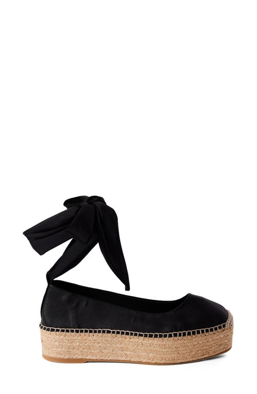 Free People Starboard Ankle Wrap Platform Espadrille In Black