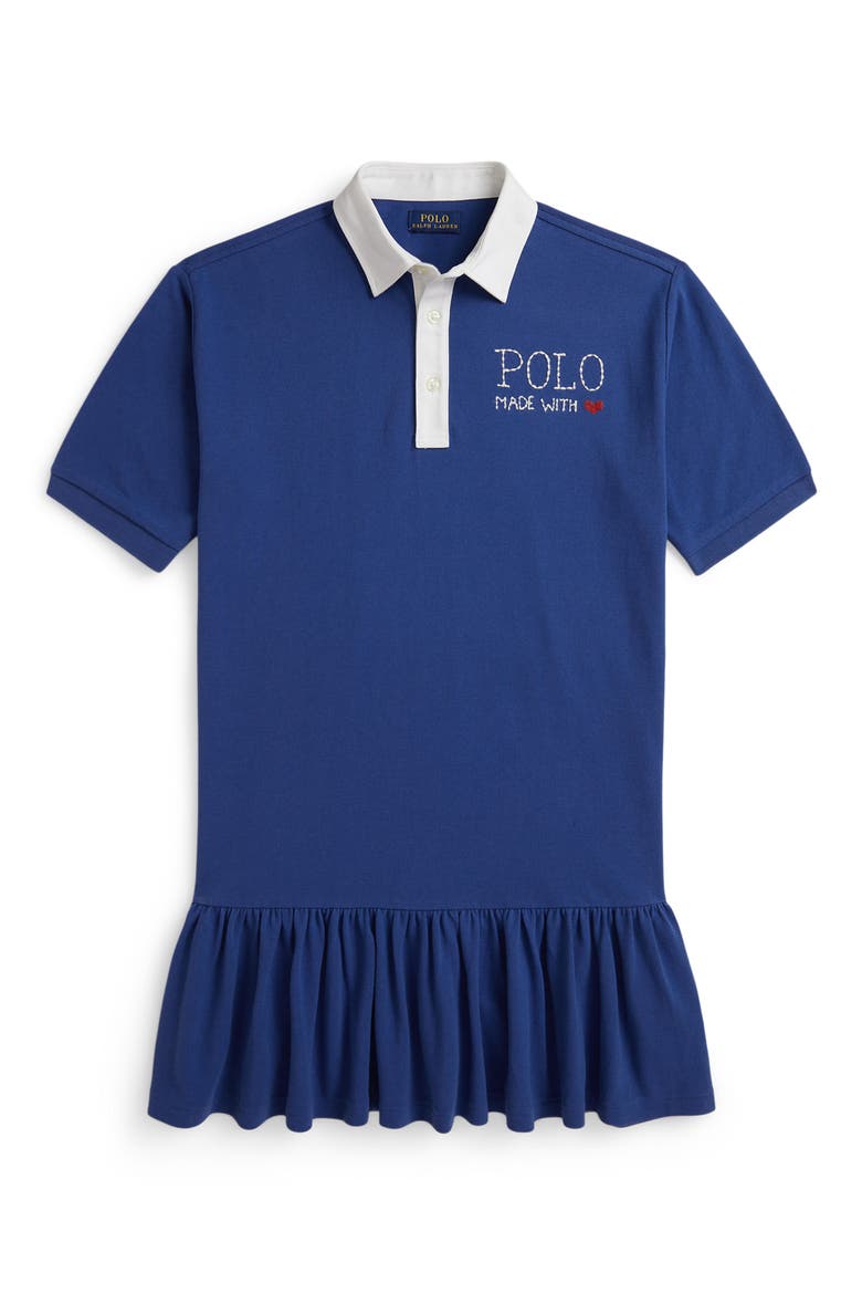 Kids' Cotton Piqué Polo Dress, Main, color, BLUE
