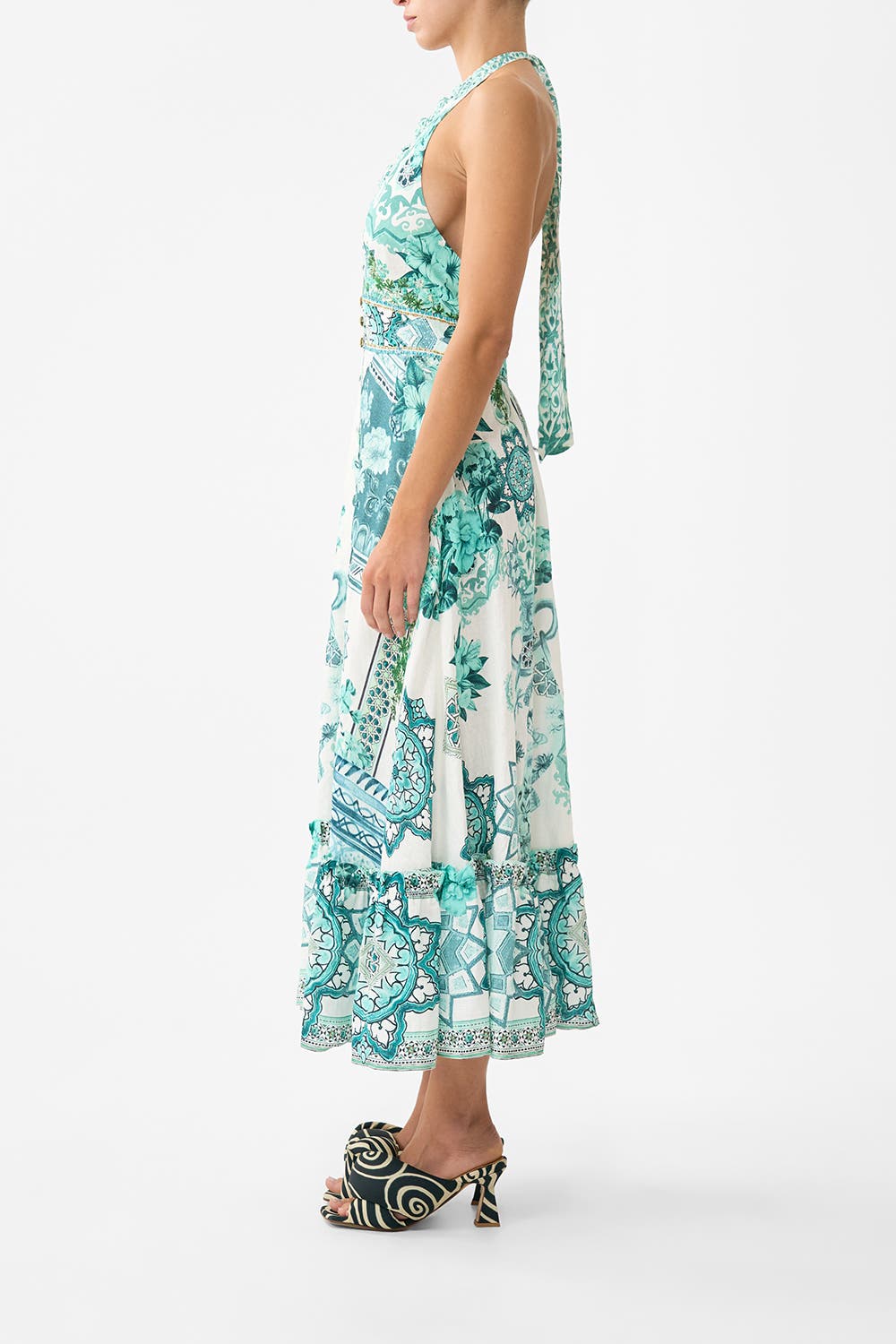 Ruffle Neck Halter Dress - image 2