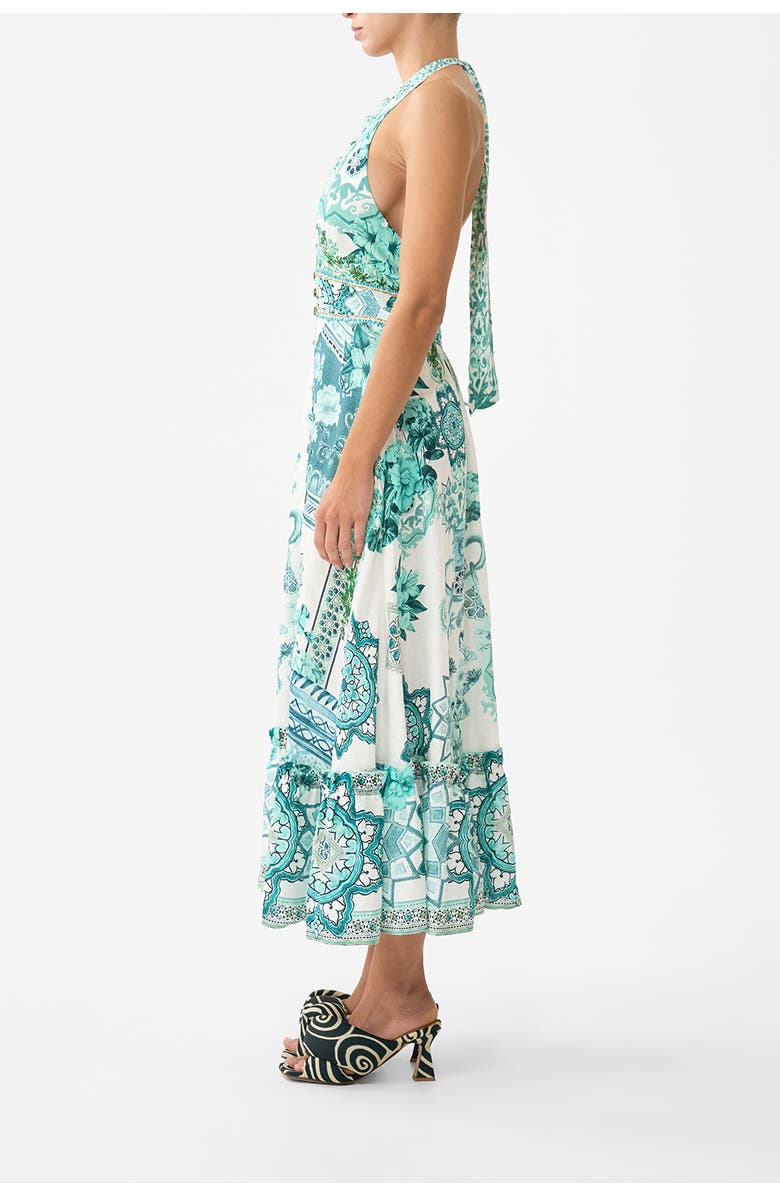 Camilla Ruffle Neck Halter Dress, Alternate, color, Balearic Bebé