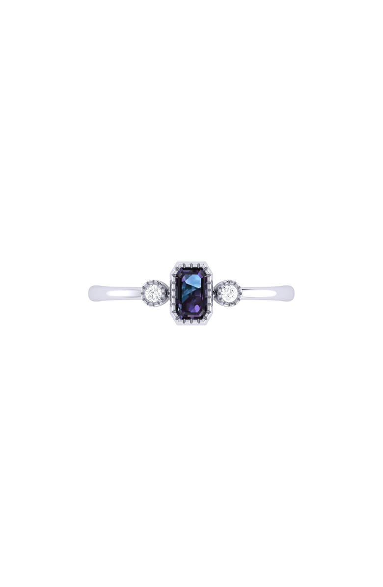 LuvMyJewelry La Vie Emerald Cut Alexandrite & Diamond Ring - 0.04ct., Alternate, color, 14K White Gold
