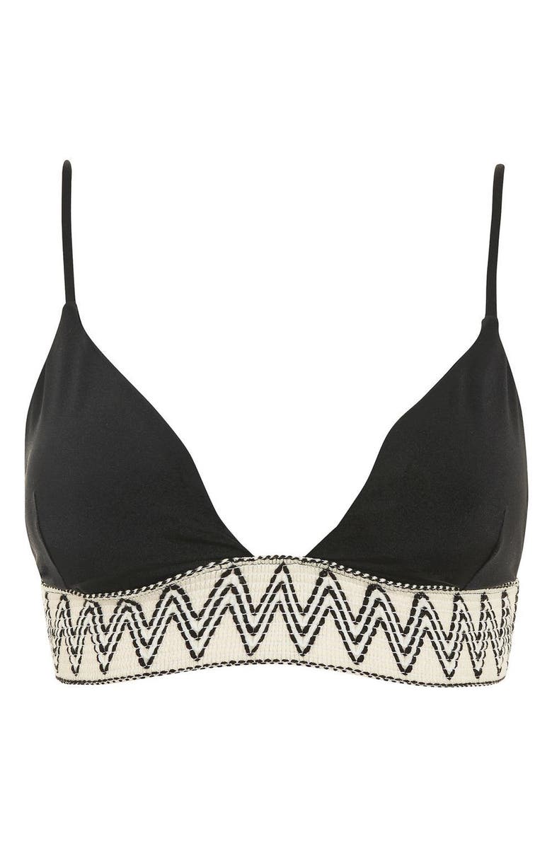 Topshop Zigzag Trim Triangle Bikini Top, Main, color, 
