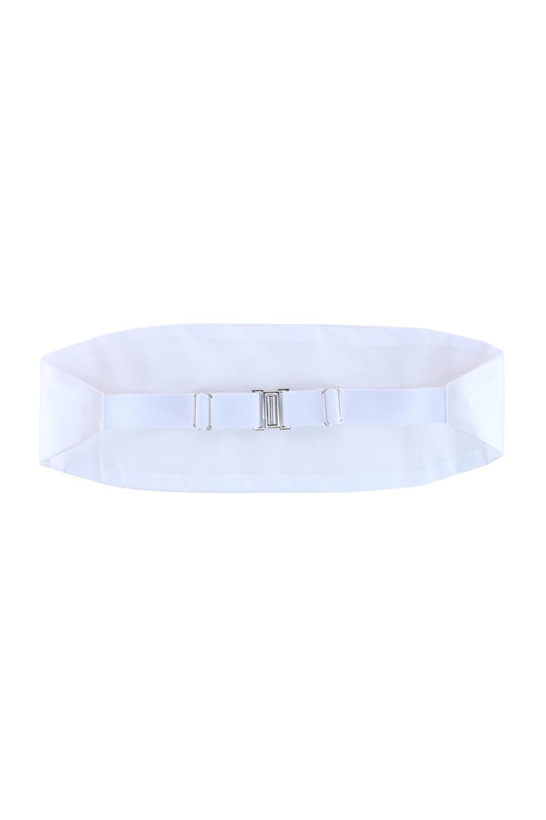 Sutton Solid Color Silk Cummerbund, Alternate, color, White