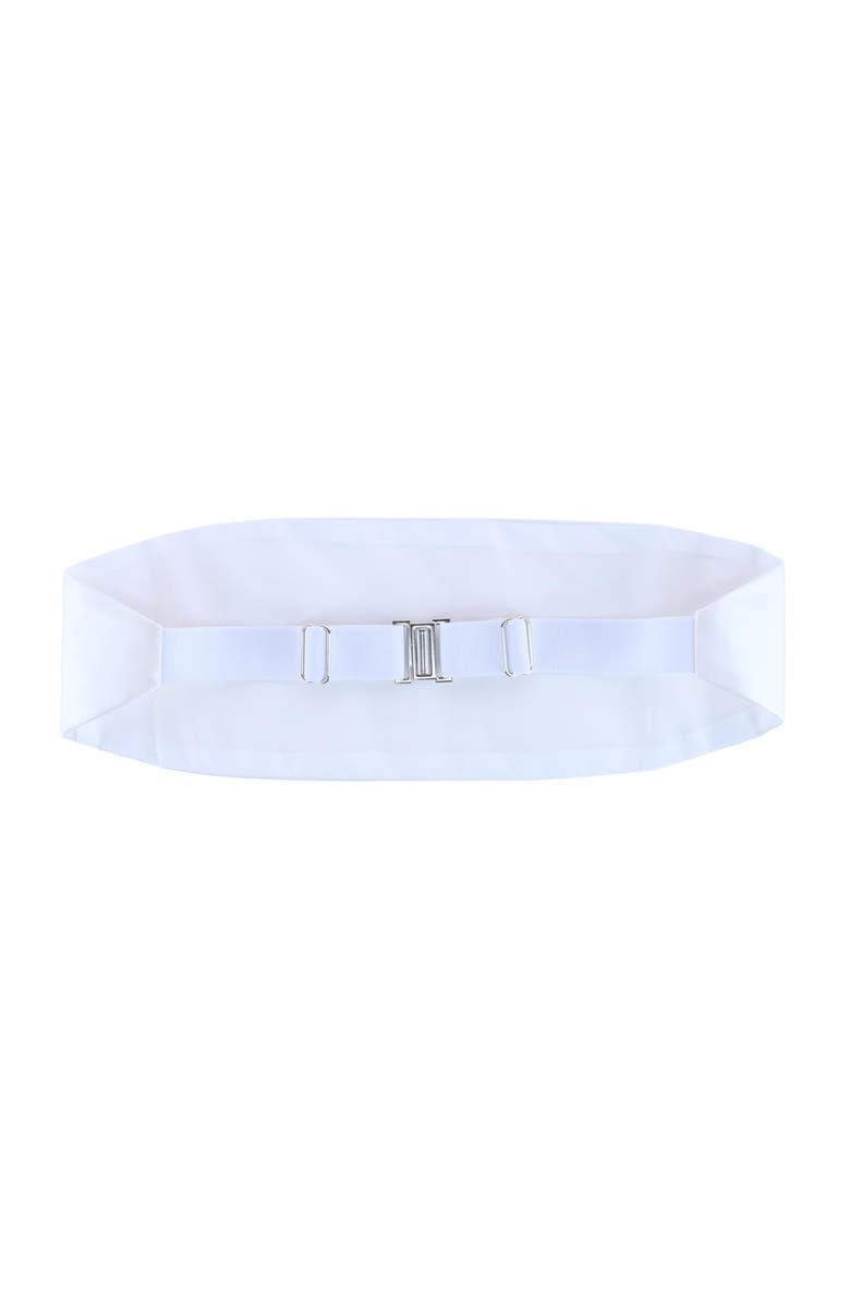 Trafalgar Sutton Solid Color Silk Cummerbund, Alternate, color, White