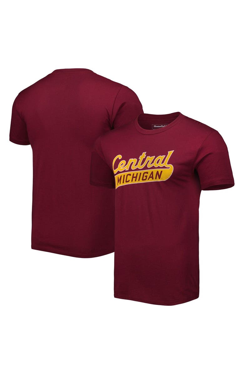 HOMEFIELD Men's Homefield Maroon Cent. Michigan Chippewas Baseball T-Shirt, Main, color, 
