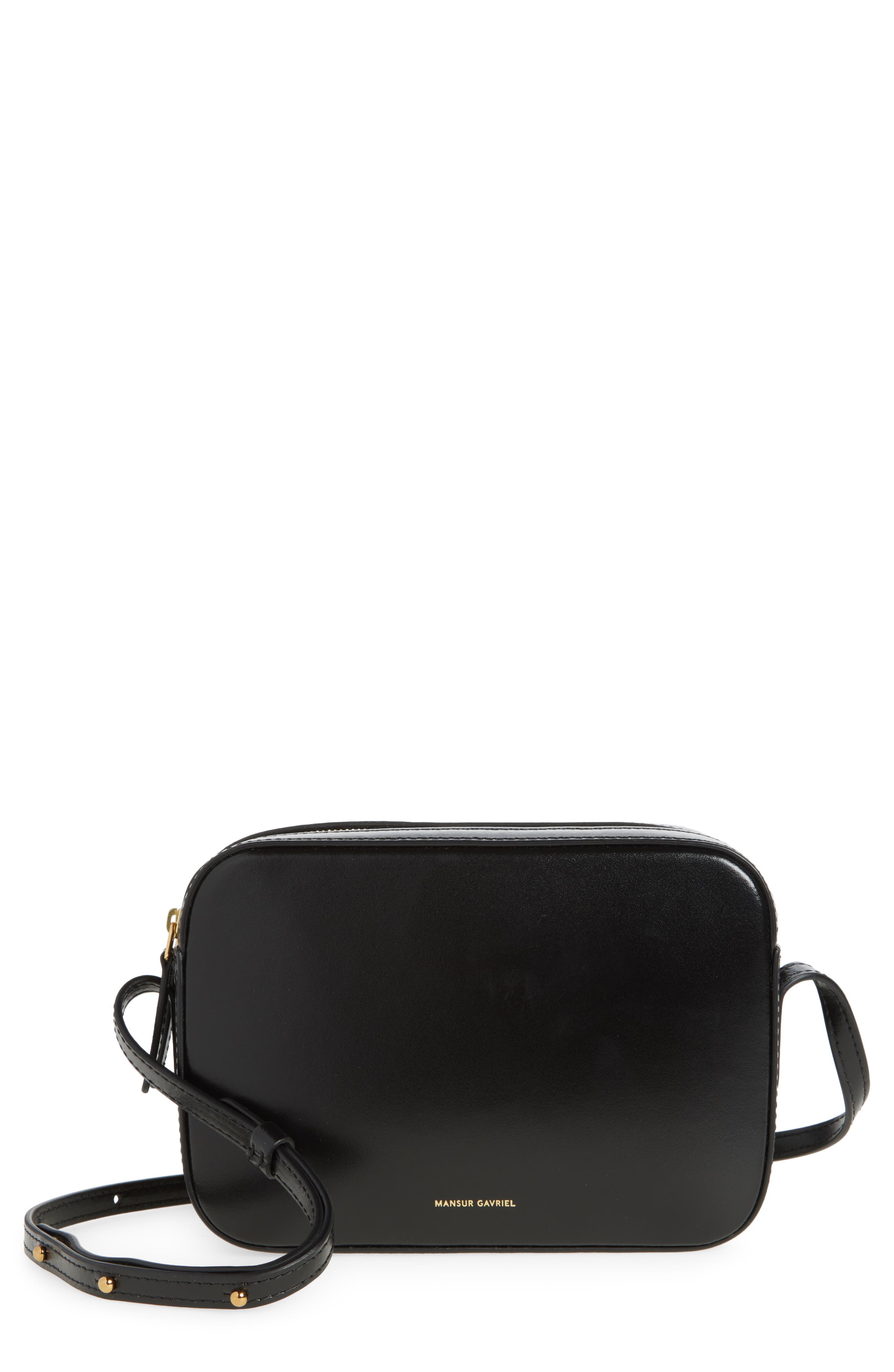 Mansur Gavriel Leather Camera Bag, Main, color, Black