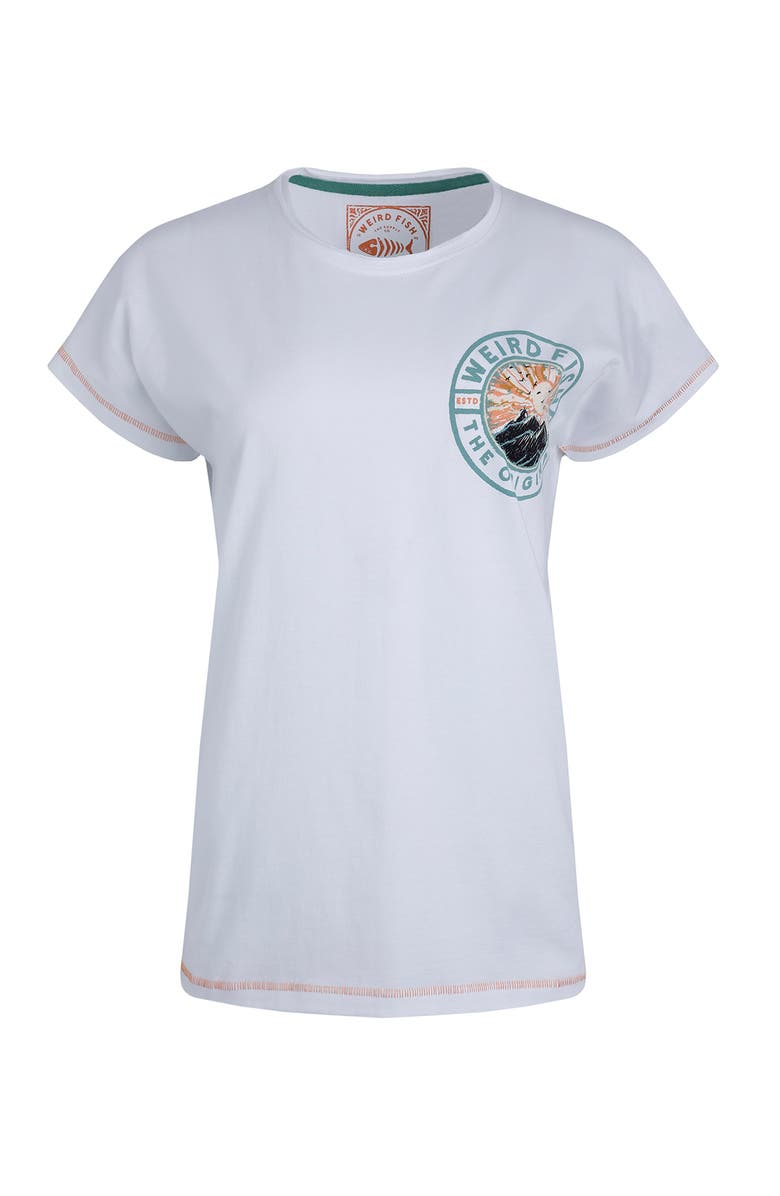 Weird Fish Sunset Summit Back Print Graphic T-Shirt, Alternate, color, White