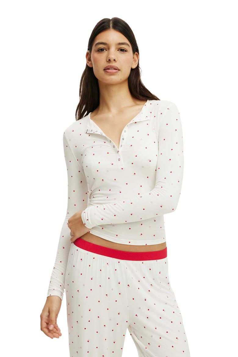 Women's Airy Soft Lounge Henley, Main, color, Smooth Mya Heart Coconut