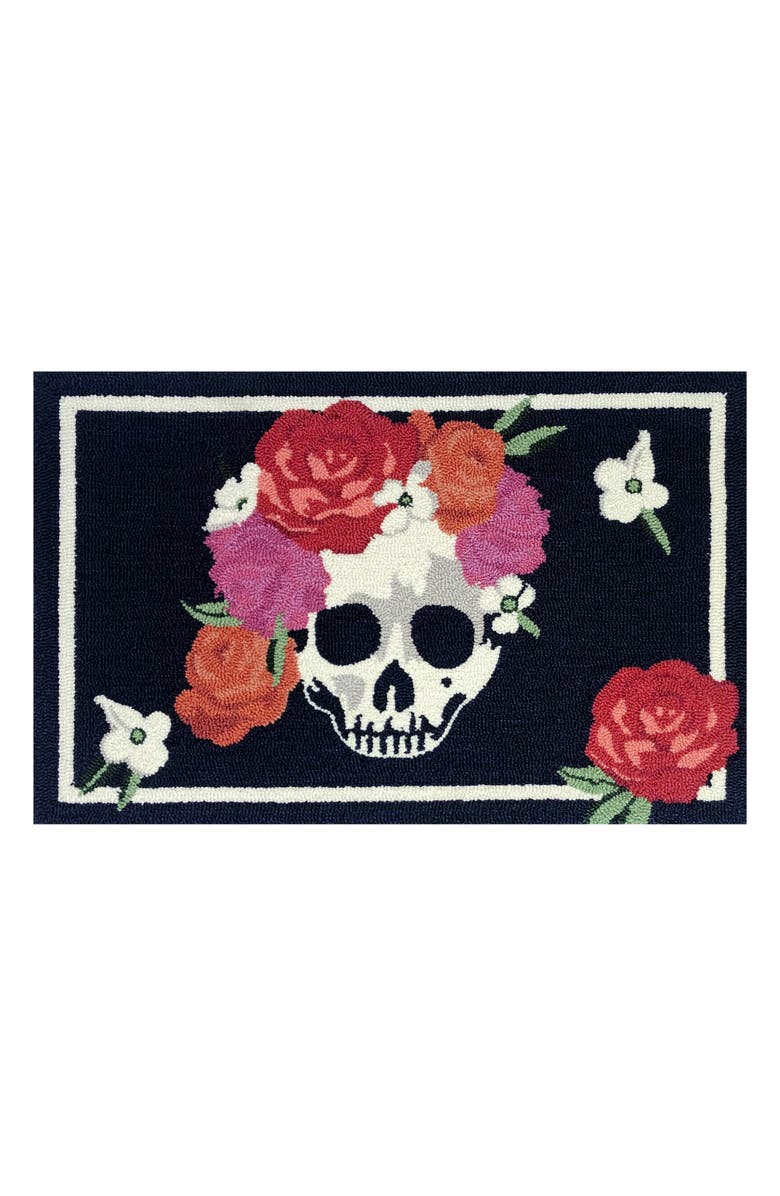 R16 HOME Floral Skull Doormat, Main, color,