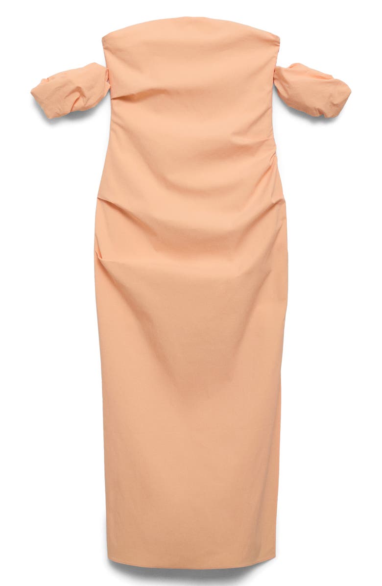 MANGO Strapless Midi Dress, Alternate, color, Peach