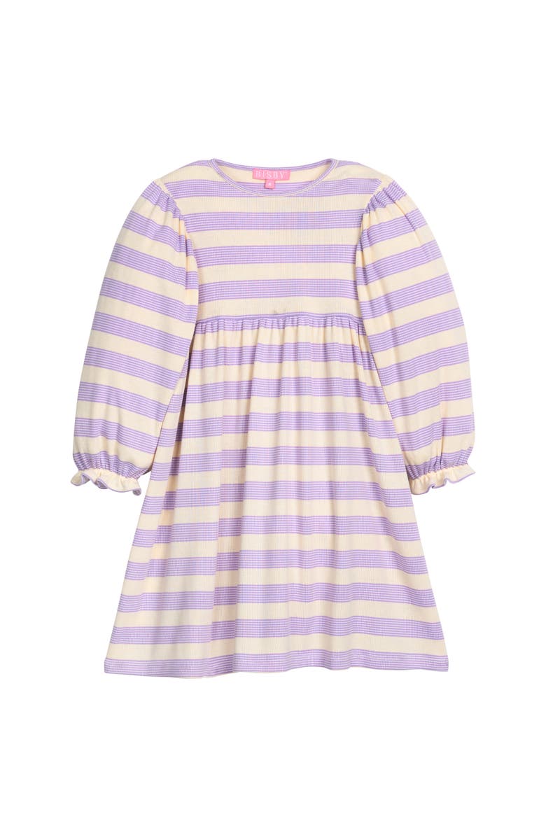 BISBY Kids' Striped Rugby Dress, Main, color, Lavender Multi Stripe