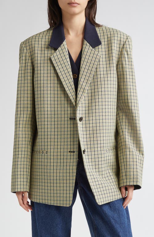 Eenk Layered Single Breasted Check Blazer In Green