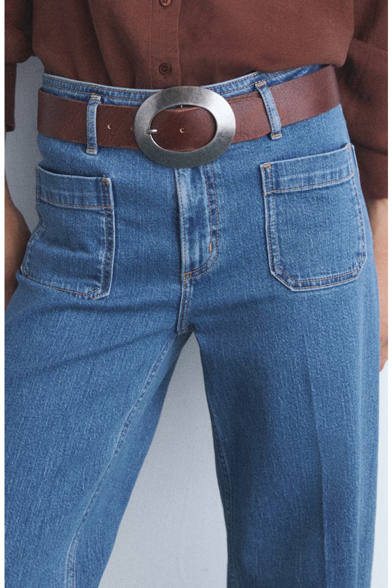 Jessie Patch Pocket Wide Leg Jeans, Alternate, color, MEDIUM BLUE