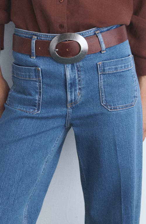 Mango Jessie Patch Pocket Wide Leg Jeans In Blue