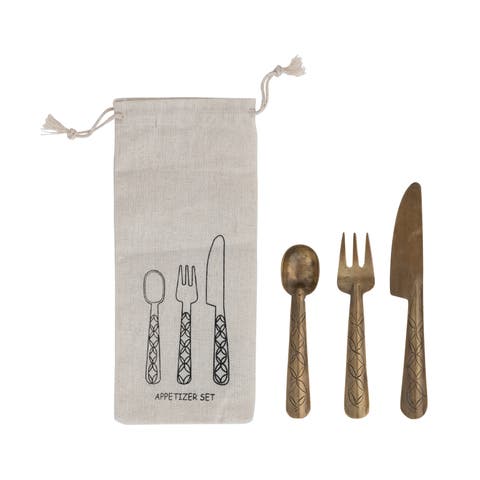 3-Piece Appetizer Utensils with Etched Handles
