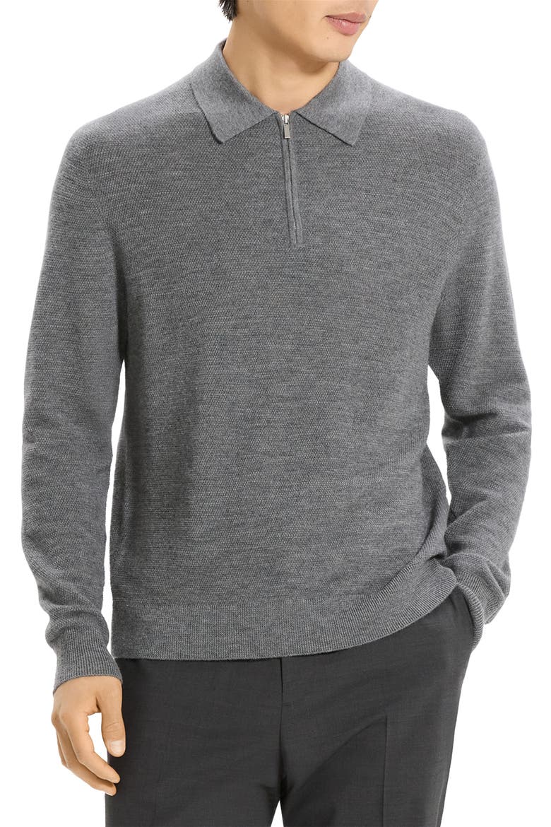 Cyr Quarter Zip Cashmere Sweater, Main, color, DARK GREY MELANGE