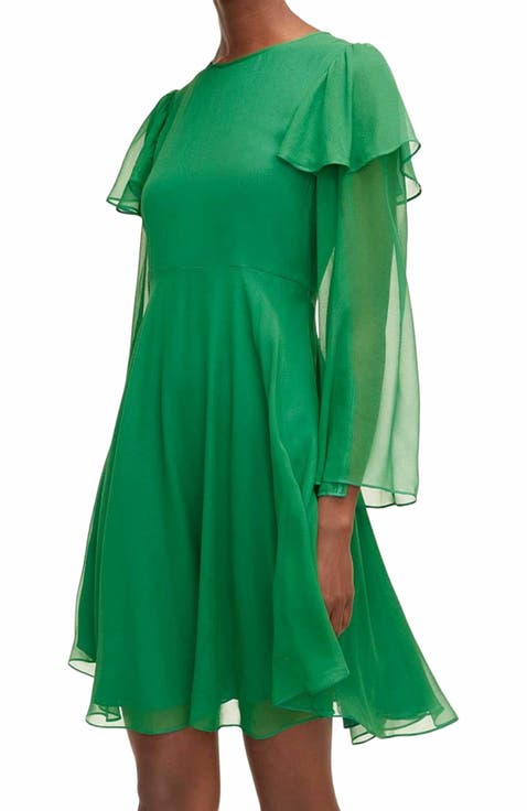 Ruffle Silk Chiffon Dress