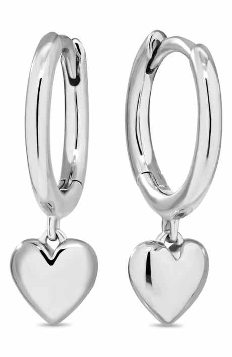 DEVATA Sweet Heart Drop Hoop Earrings