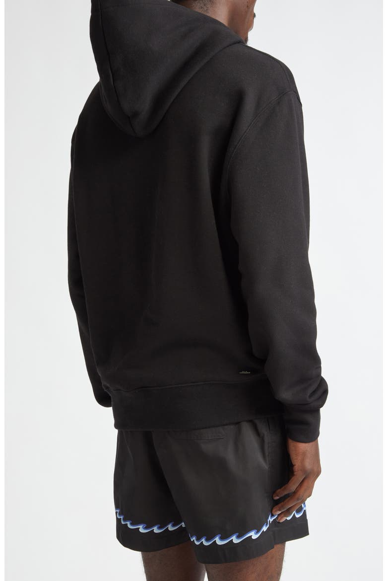 Wave Logo Cotton Graphic Hoodie, Alternate, color, BLACK