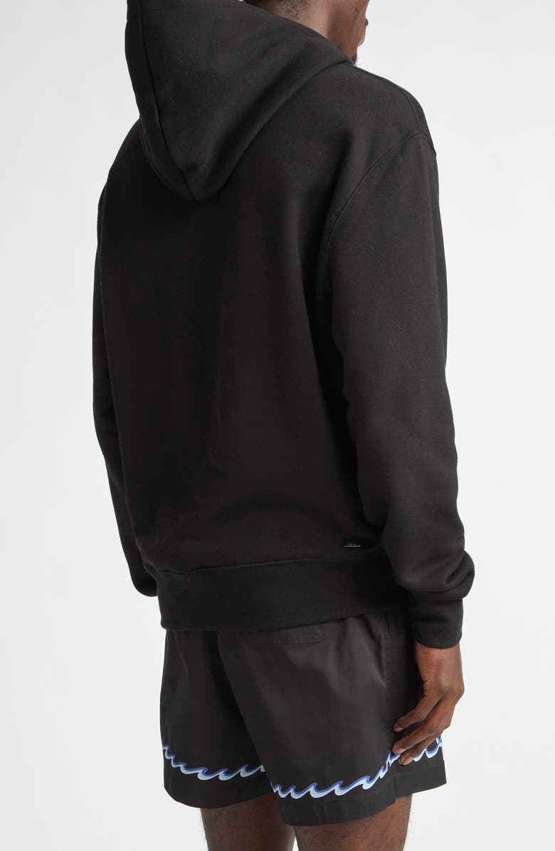 AMIRI Wave Logo Cotton Graphic Hoodie, Alternate, color, Black