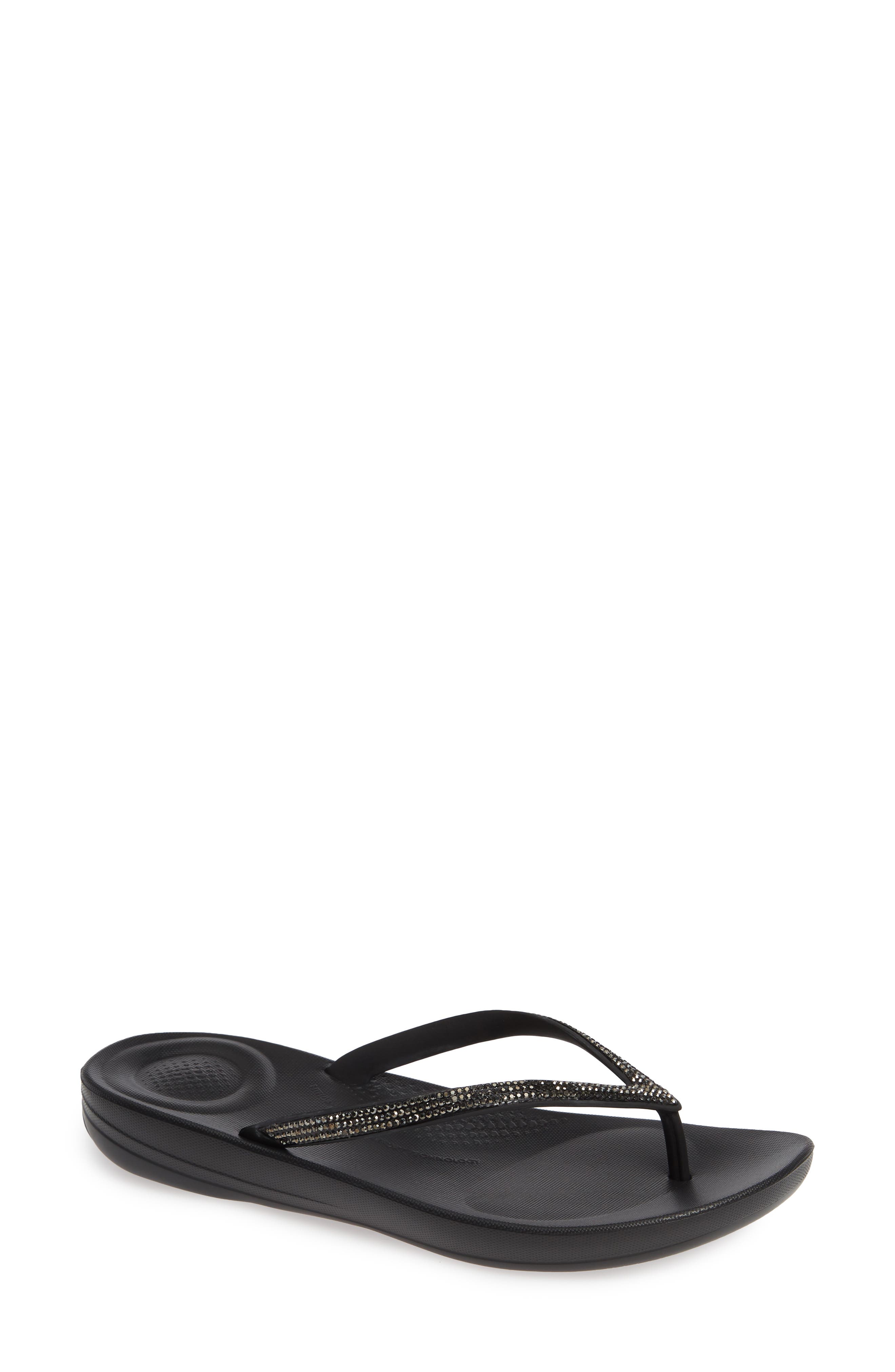 FitFlop iQushion<sup>™</sup> Splash Crystal Flip Flop, Main, color, 