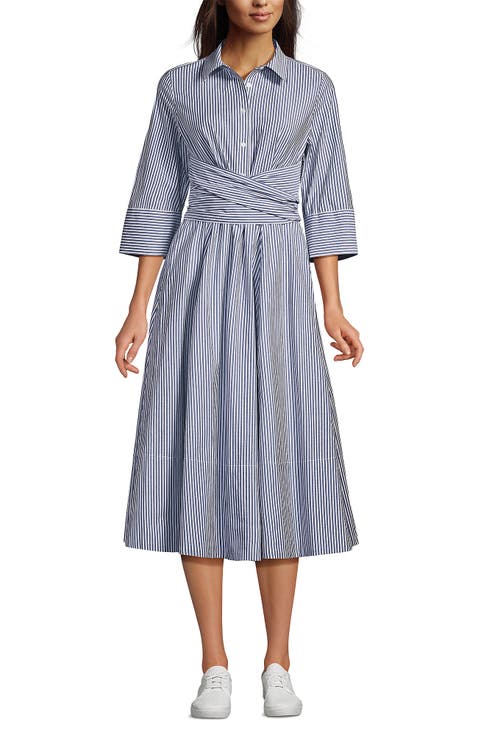 Poplin Midi Wrap Front Dress