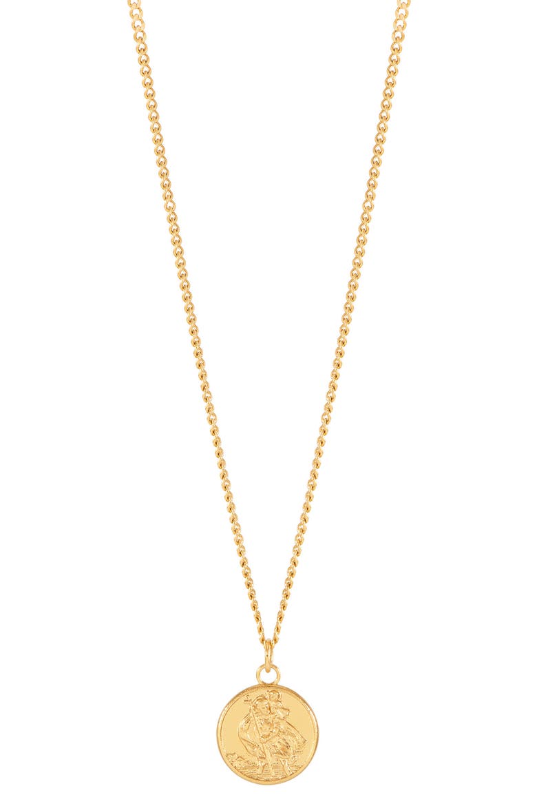 St. Christopher Pendant Necklace, Main, color, GOLD