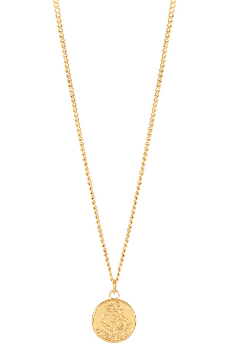 Estella Bartlett St. Christopher Pendant Necklace, Main, color, Gold