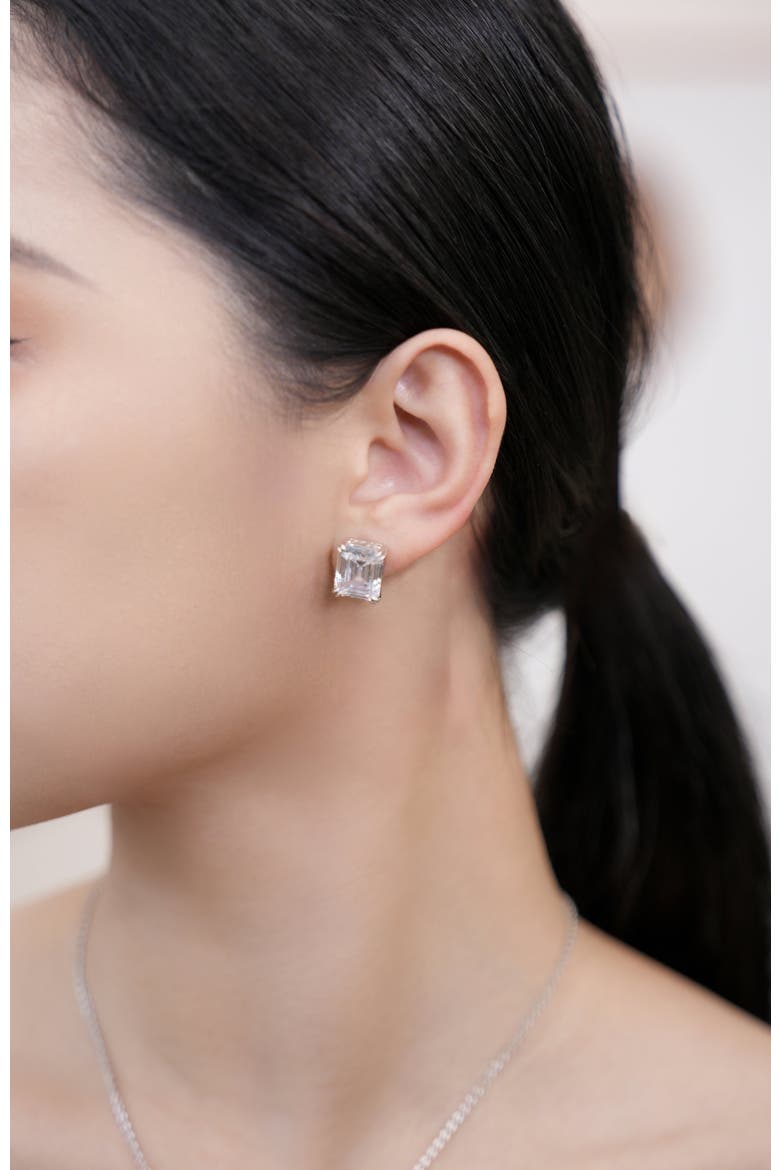 Coconut Glow Stud Earrings, Alternate, color, Sliver & Crystal Clear