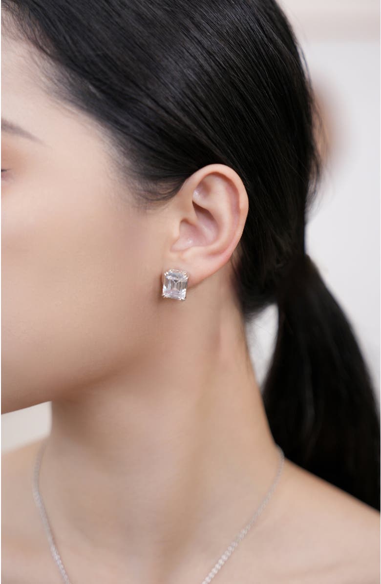 RC RETRO CHIC Coconut Glow Stud Earrings, Alternate, color, Sliver & Crystal Clear