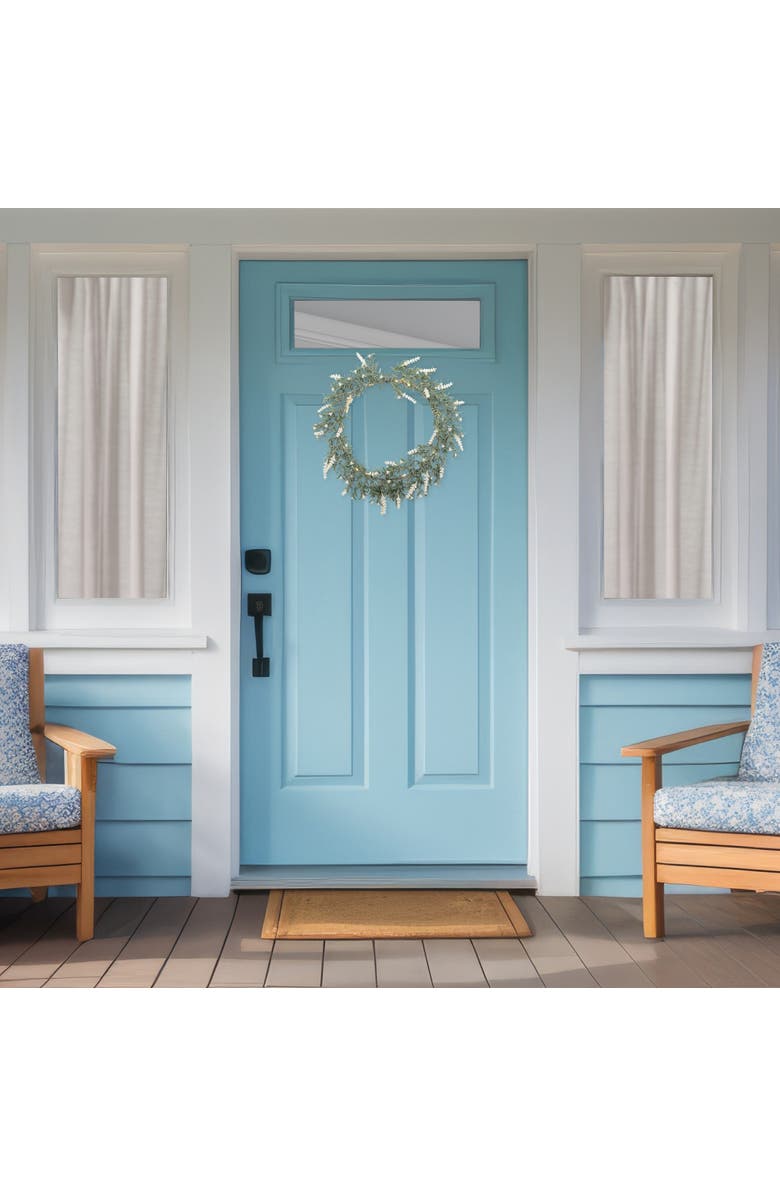 Northlight Pre-Lit Battery Operated White Lavender Spring Wreath - 16" - White LED Lights, Alternate, color, Green