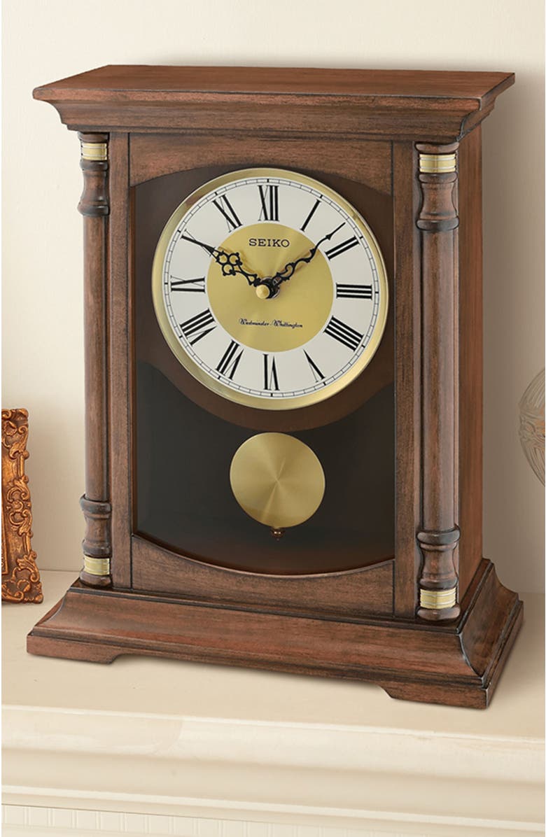 Seiko Baron Pendulum Chime Clock, Alternate, color, Brown